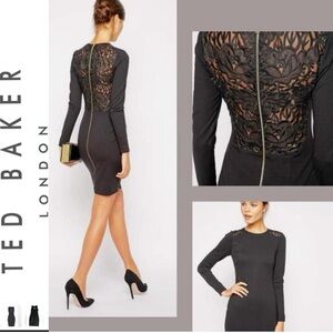 Ted Baker Mayaa  Bodycon Dress Lace Back Full Zipper Back  US 8/10 or‎ TED SZ 3